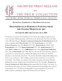 Archived Press Release the Frick Collection