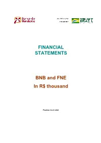 FINANCIAL STATEMENTS BNB and FNE in R