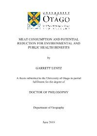 Meat Consumption and Potential Reduction for Environmental and Public Health Benefits