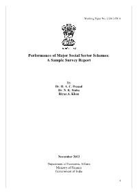 Performance of Major Social Sector Schemes: a Sample Survey Report