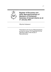 Register of Pecuniary and Other Specified Interests 2021