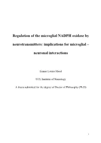Regulation of the Microglial NADPH Oxidase by Neurotransmitters: Implications for Microglial –