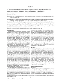 A Review and the Conservation Implications of Aquatic Behaviour and Drowning in Jumping Mice (Dipodidae: Zapodinae)