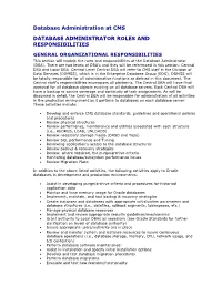 CMS DBA Roles and Responsibilities