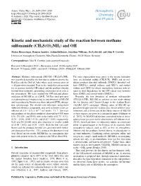 Kinetic and Mechanistic Study of the Reaction Between Methane Sulfonamide (CH3S(O)2NH2) and OH