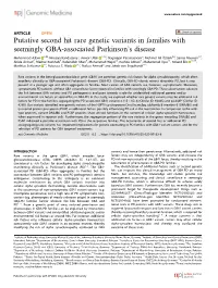 Putative Second Hit Rare Genetic Variants in Families with Seemingly