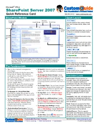 Sharepoint Quick Reference, Microsoft Sharepoint 2007 Cheat