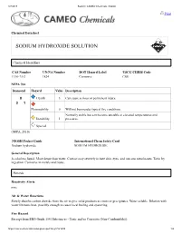 Sodium Hydroxide, Solution (Material Safety Data Sheet)