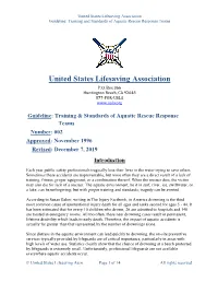 USLA Guidelines for Aquatic Rescue Response Teams