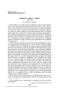 Abraham Adrian Albert 1905-1972 by Nathan Jacobson