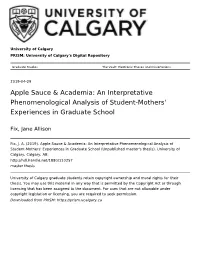 An Interpretative Phenomenological Analysis of Student-Mothers' Experiences in Graduate School