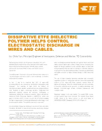 Dissipative Etfe Dielectric Polymer Helps Control Electrostatic Discharge in Wires and Cables