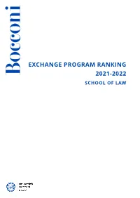Exchange Program Ranking 2021-2022 School of Law