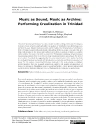 Music As Sound, Music As Archive: Performing Creolization in Trinidad