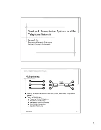 Session 4. Transmission Systems and the Telephone Network Multiplexing