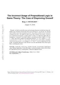The Incorrect Usage of Propositional Logic in Game Theory