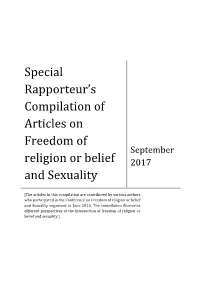 Compilation of Articles on Freedom of Religion Or Belief and Sexuality Are Strictly Prohibited, Without Prior Permission from the Authors