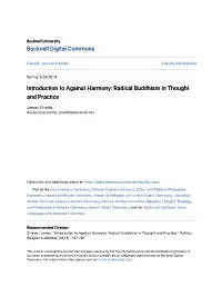 Introduction to Against Harmony: Radical Buddhism in Thought and Practice