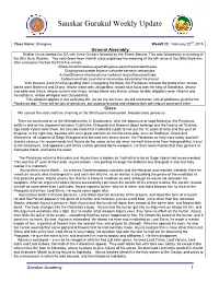 Sanskar Gurukul Weekly Update