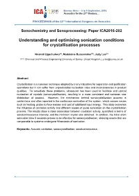Understanding and Optimising Sonication Conditions for Crystallisation Processes