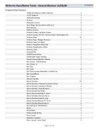 Write-Ins Race/Name Totals - General Election 11/03/20 11/10/2020