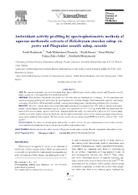 Antioxidant Activity Profiling by Spectrophotometric Methods of Aqueous Methanolic Extracts of Helichrysum Stoechas Subsp