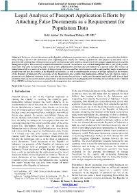 Legal Analysis of Passport Application Efforts by Attaching False Documents As a Requirement for Population Data
