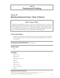 MPFD Lesson 2B: Meeting Financial Goals—Rate of Return