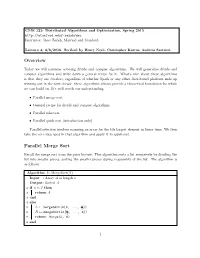 Overview Parallel Merge Sort