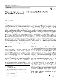 The Choice of Precursors in the Synthesizing of Cumnox Catalysts for Maximizing CO Oxidation