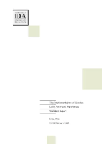 The Implementation of Quotas: Latin American Experiences Workshop Report