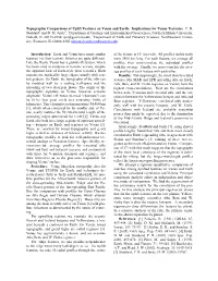 Topographic Comparisons of Uplift Features on Venus and Earth: Implications for Venus Tectonics