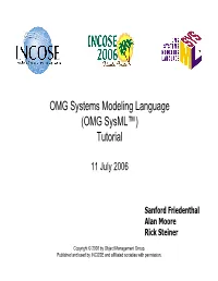 OMG Systems Modeling Language (OMG Sysml™) Tutorial