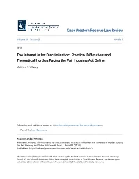 Practical Difficulties and Theoretical Hurdles Facing the Fair Housing Act Online