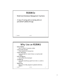 Rdbmss Why Use an RDBMS