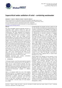 Supercritical Water Oxidation of Octol – Containing Wastewater