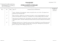 War Diary Intelligence Summary