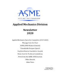 Applied Mechanics Division Newsletter 2020