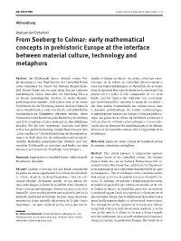 From Seeberg to Colmar: Early Mathematical Concepts in Prehistoric Europe at the Interface Between Material Culture, Technology and Metaphors