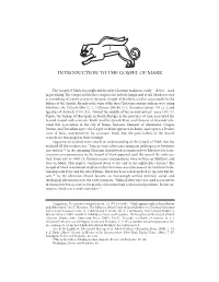 I Introduction to the Gospel of Mark