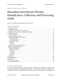 Maunakea Invertebrate Threats, Identification, Collection, and Processing Guide