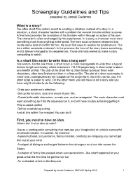 Screenwriting Packet Is a Compilation of My Thoughts, Training and Experience As Well As the Following Brilliant Writers