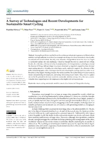 A Survey of Technologies and Recent Developments for Sustainable Smart Cycling