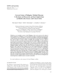 Current Status of Philippine Mollusk Museum Collections and Research, and Their Implications on Biodiversity Science and Conservation
