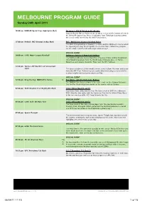 Melbourne Program Guide
