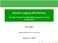 Remote Logging with Rsyslog