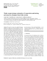 Triple Oxygen Isotope Systematics of Evaporation and Mixing Processes in a Dynamic Desert Lake System