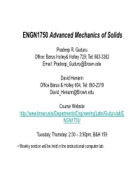ENGN1750 Advanced Mechanics of Solids