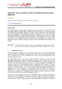 History and Classification of Three-Hinged Arch Bridges