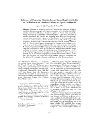 Influence of Propagule Flotation Longevity and Light